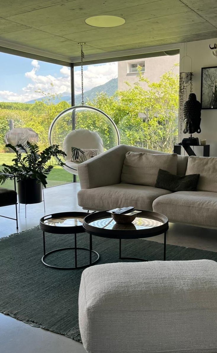 Salon avec vue sur les vignobles après nettoyage